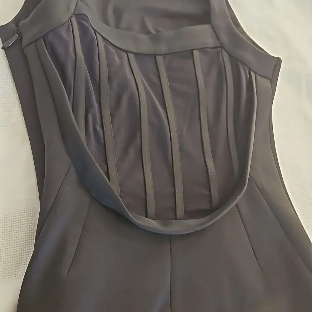 HP Marciano Cocktail Bodycon Midi  Dress With Sheer Back Small Black - Picture 10 of 16
